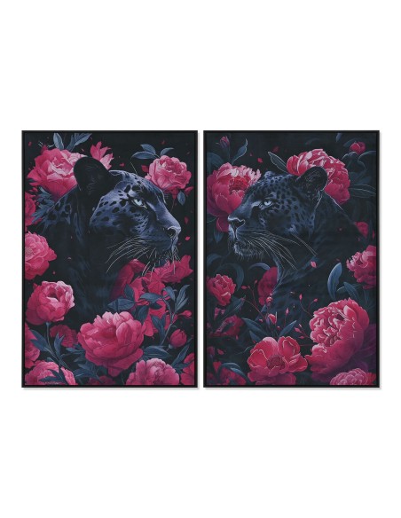 Cadre Home ESPRIT Noir Rose 83 x 4 x 123 cm (2 Unités)