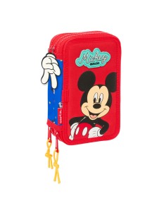 Pochette à crayons triple Mickey Mouse Clubhouse Good day Bleu 12,5 x 19,5 x 5,5 cm 37 Pièces