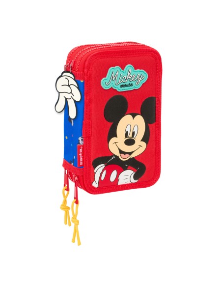 Pochette à crayons triple Mickey Mouse Clubhouse Good day Bleu 12,5 x 19,5 x 5,5 cm 37 Pièces