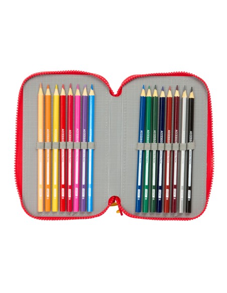 Pochette à crayons triple Mickey Mouse Clubhouse Good day Bleu 12,5 x 19,5 x 5,5 cm 37 Pièces