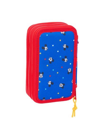 Pochette à crayons triple Mickey Mouse Clubhouse Good day Bleu 12,5 x 19,5 x 5,5 cm 37 Pièces
