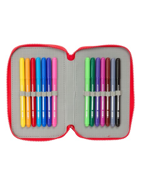 Pochette à crayons triple Mickey Mouse Clubhouse Good day Bleu 12,5 x 19,5 x 5,5 cm 37 Pièces