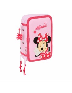 Pochette à crayons triple Minnie Mouse Naive Rose 12,5 x 19,5 x 5,5 cm 37 Pièces