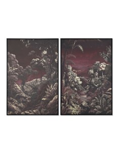 Cadre Home ESPRIT Vert Bordeaux Doré Tropical Jungle 83 x 4 x 123 cm (2 Unités)