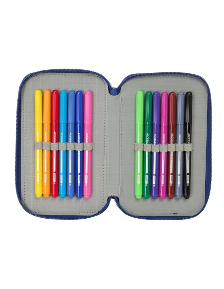 Pochette à crayons triple F.C. Barcelona Blue marine 12,5 x 19,5 x 5,5 cm 37 Pièces