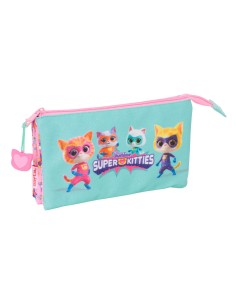 Fourre-tout SuperKitties Rose Turquoise 22 x 12 x 3 cm
