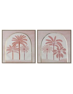 Cadre Home ESPRIT Beige Corail Palmiers Colonial 60 x 2,5 x 60 cm (2 Unités)