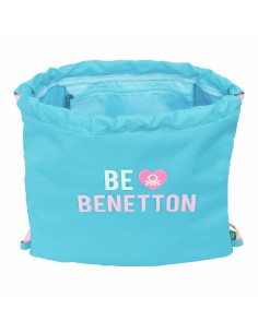Sac à dos serré par des ficelles Benetton Unique Rose Turquoise 35 x 40 x 1 cm 2