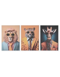 Cadre Home ESPRIT Jaune Bleu Moderne animaux 50 x 3 x 70 cm (3 Unités)