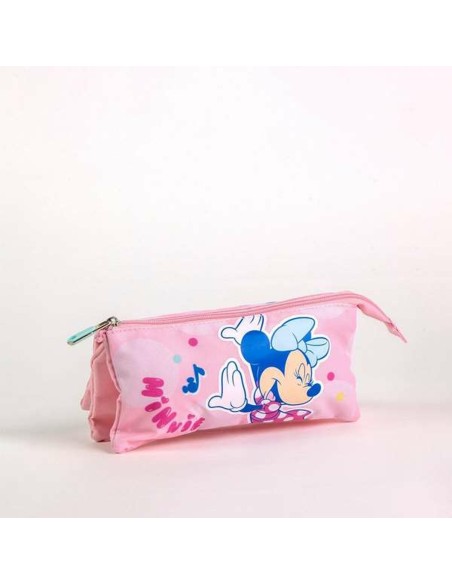 Trousse Fourre-Tout Triple Minnie Mouse Rose 2,2 x 1,1 x 22,5 cm