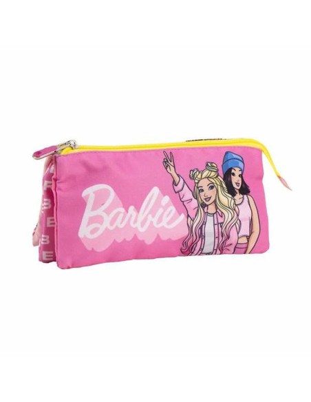 Trousse Fourre-Tout Triple Barbie Fuchsia 2,2 x 1,1 x 22,5 cm