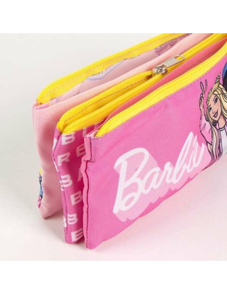 Trousse Fourre-Tout Triple Barbie Fuchsia 2,2 x 1,1 x 22,5 cm