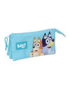 Trousse Fourre-Tout Triple Bluey Bleu ciel 22 x 12 x 3 cm