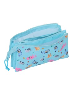 Trousse Fourre-Tout Triple Bluey Bleu ciel 22 x 12 x 3 cm 2