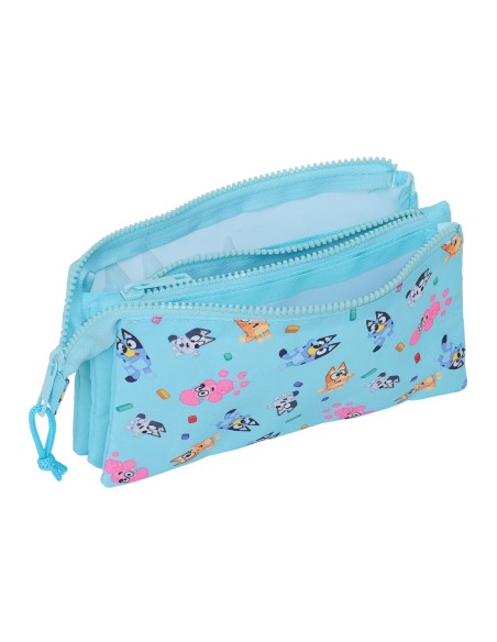 Trousse Fourre-Tout Triple Bluey Bleu ciel 22 x 12 x 3 cm