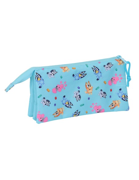 Trousse Fourre-Tout Triple Bluey Bleu ciel 22 x 12 x 3 cm