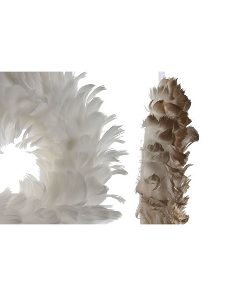 Couronne de Noël Home ESPRIT Blanc Doré Plume 30 x 7 x 30 cm (2 Unités)