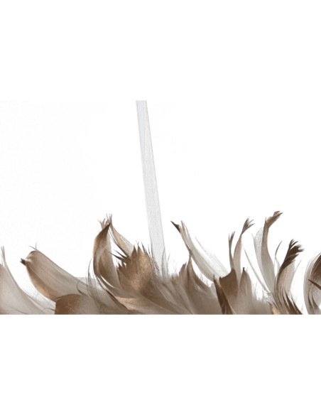 Couronne de Noël Home ESPRIT Blanc Doré Plume 30 x 7 x 30 cm (2 Unités)