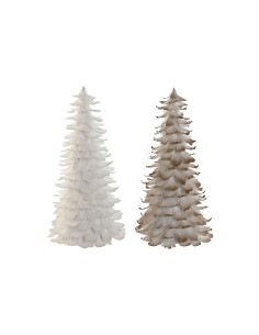 Sapin de Noël Home ESPRIT Blanc Doré Carton Plume 22 x 22 x 46 cm (2 Unités)