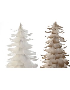 Sapin de Noël Home ESPRIT Blanc Doré Carton Plume 22 x 22 x 46 cm (2 Unités) 2