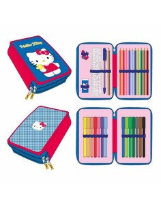 Pochette crayons Hello Kitty Bleu 12,5 x 19,5 x 4,5 cm