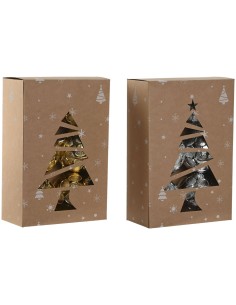 Boules de Noël Home ESPRIT Doré Argenté PVC 20 x 10 x 30 cm (2 Unités)