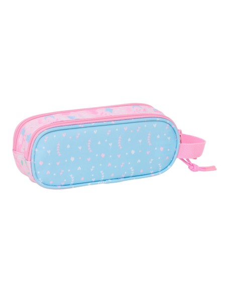 Trousse Fourre-Tout Double BlackFit8 Smile Rose Bleu clair 21 x 8 x 6 cm