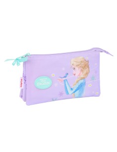 Trousse Fourre-Tout Triple Frozen Spirit Lila 22 x 12 x 3 cm