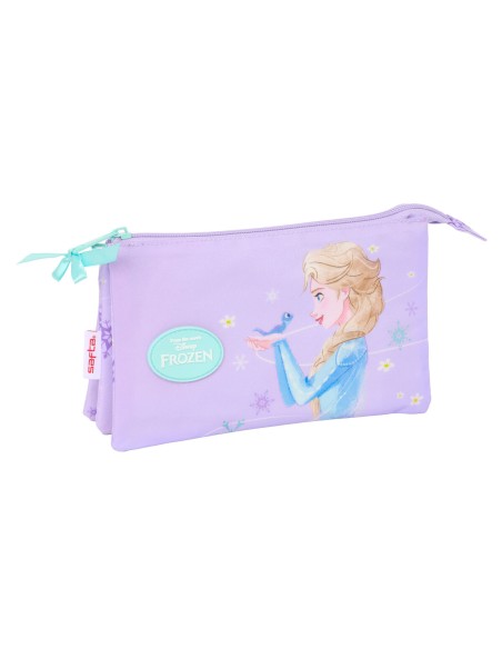 Trousse Fourre-Tout Triple Frozen Spirit Lila 22 x 12 x 3 cm