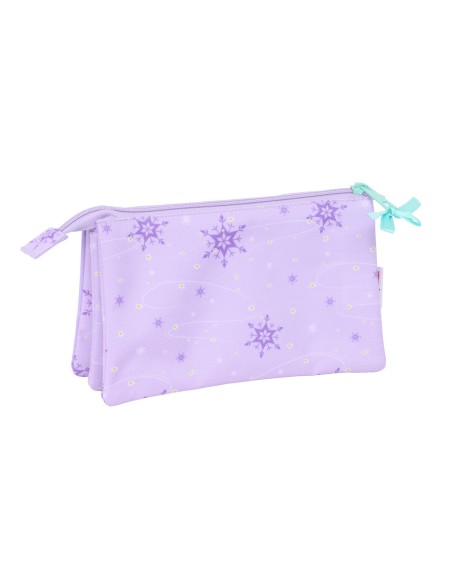 Trousse Fourre-Tout Triple Frozen Spirit Lila 22 x 12 x 3 cm