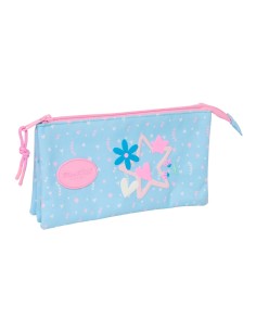 Trousse Fourre-Tout Triple BlackFit8 Smile Rose Bleu clair 22 x 12 x 3 cm