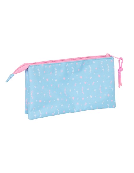 Trousse Fourre-Tout Triple BlackFit8 Smile Rose Bleu clair 22 x 12 x 3 cm