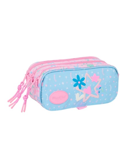 Trousse Fourre-Tout Triple BlackFit8 Smile Rose Bleu clair 21,5 x 10 x 8 cm