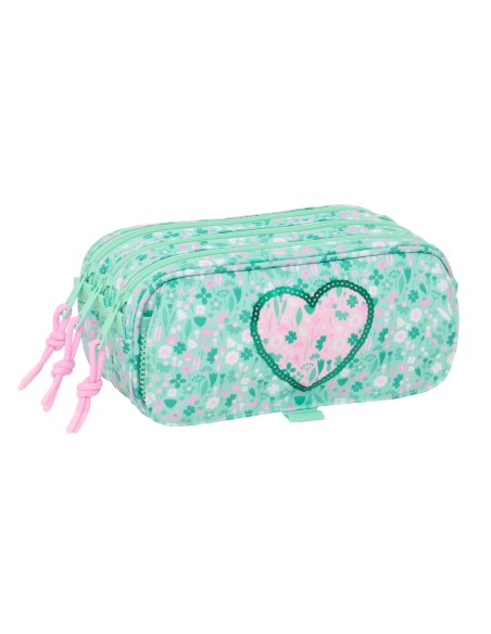 Trousse Fourre-Tout Triple Safta Cuore Menthe 21,5 x 10 x 8 cm