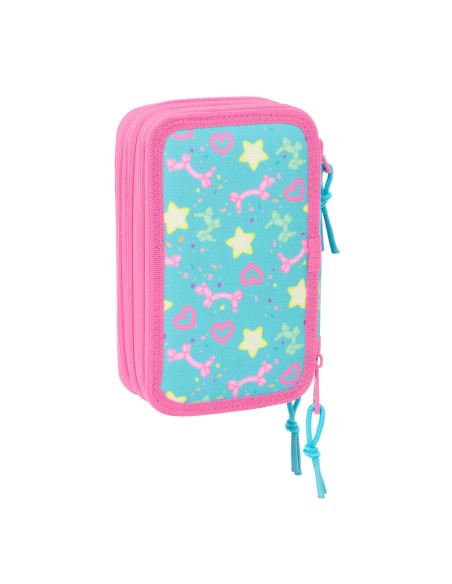 Pochette à crayons triple Gabby's Dollhouse Confetti Rose Turquoise 12,5 x 19,5 x 5,5 cm 37 Pièces