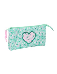 Trousse Fourre-Tout Triple Safta Cuore Menthe 22 x 12 x 3 cm