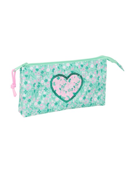 Trousse Fourre-Tout Triple Safta Cuore Menthe 22 x 12 x 3 cm