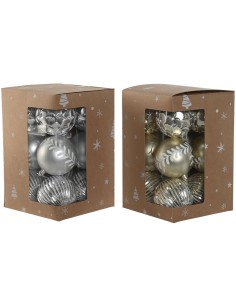 Boules de Noël Home ESPRIT Doré Argenté PVC 16 x 16 x 24 cm (2 Unités)