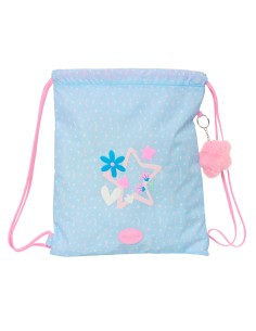 Sac à dos serré par des ficelles BlackFit8 Smile Bleu Rose 35 x 40 x 1 cm