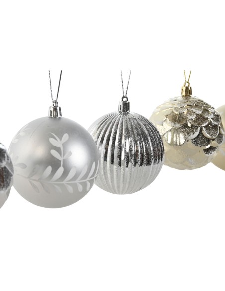 Boules de Noël Home ESPRIT Doré Argenté PVC 16 x 16 x 24 cm (2 Unités)
