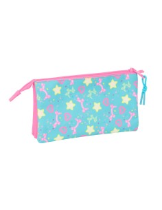 Trousse Fourre-Tout Triple Gabby's Dollhouse Confetti Rose Turquoise 22 x 12 x 3 cm 2