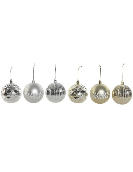 Boules de Noël Home ESPRIT Doré Argenté PVC 16 x 16 x 24 cm (2 Unités)
