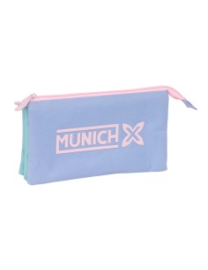 Trousse Fourre-Tout Triple Munich Mellow Bleu Rose Bleu ciel 22 x 12 x 3 cm