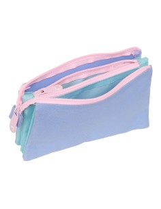 Trousse Fourre-Tout Triple Munich Mellow Bleu Rose Bleu ciel 22 x 12 x 3 cm 2