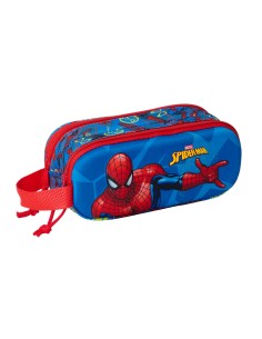 Trousse Fourre-Tout Double Spider-Man Rouge Blue marine 21 x 8 x 6 cm 3D