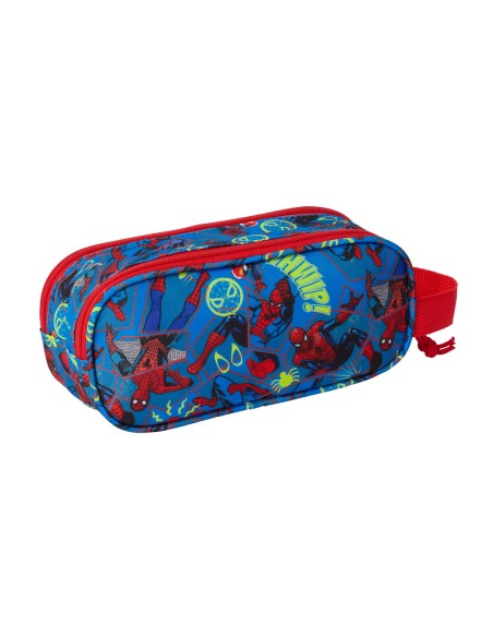 Trousse Fourre-Tout Double Spider-Man Rouge Blue marine 21 x 8 x 6 cm 3D