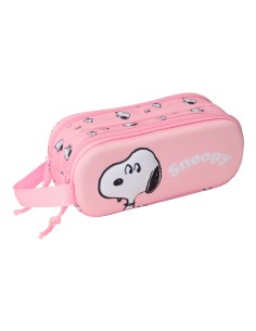 Trousse Fourre-Tout Double Snoopy Rose 21 x 8 x 6 cm 3D