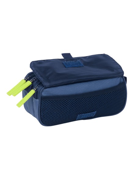 Trousse Fourre-Tout Triple Munich Blue indigo Bleu 21,5 x 10 x 8 cm