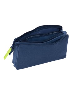 Trousse Fourre-Tout Triple Munich Blue indigo Bleu 22 x 12 x 3 cm 2