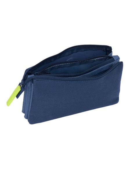 Trousse Fourre-Tout Triple Munich Blue indigo Bleu 22 x 12 x 3 cm